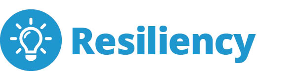a blue logo with white text